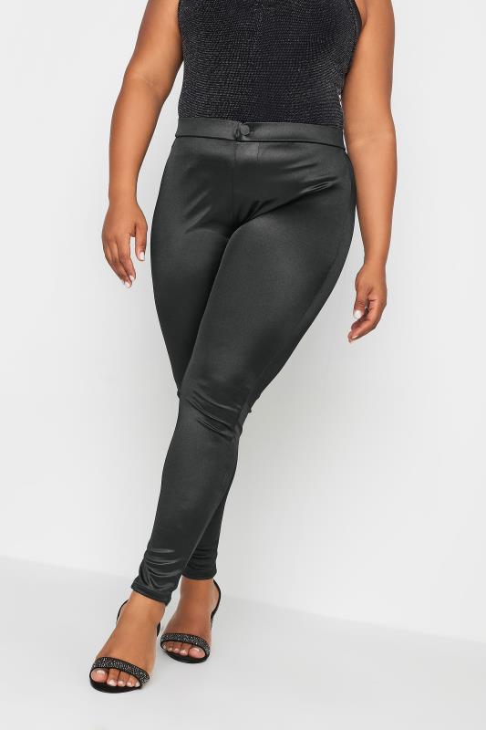 YOURS Plus Size Black Disco Leggings | Yours Clothing 1