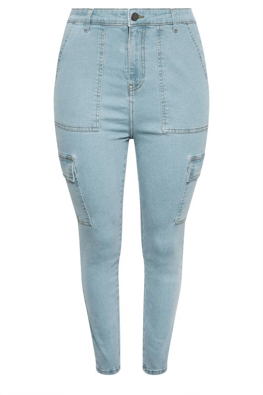 YOURS Plus Size Blue Cargo AVA Jeans | Yours Clothing 3