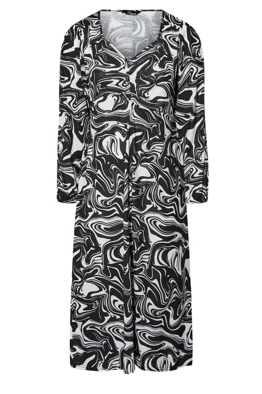 LIMITED COLLECTION Plus Size Black Swirl Ruched Midi Dress | Yours Clothing 5