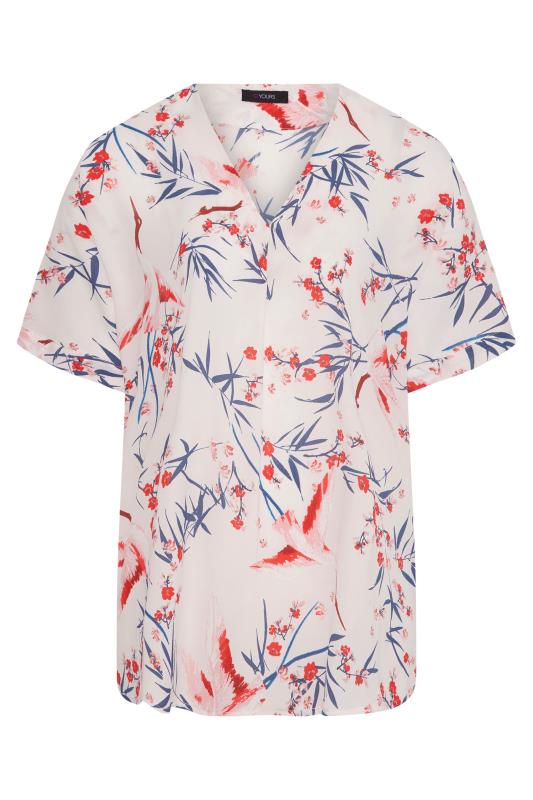 Plus Size White Floral Pleat Front V-Neck Top | Yours Clothing 6