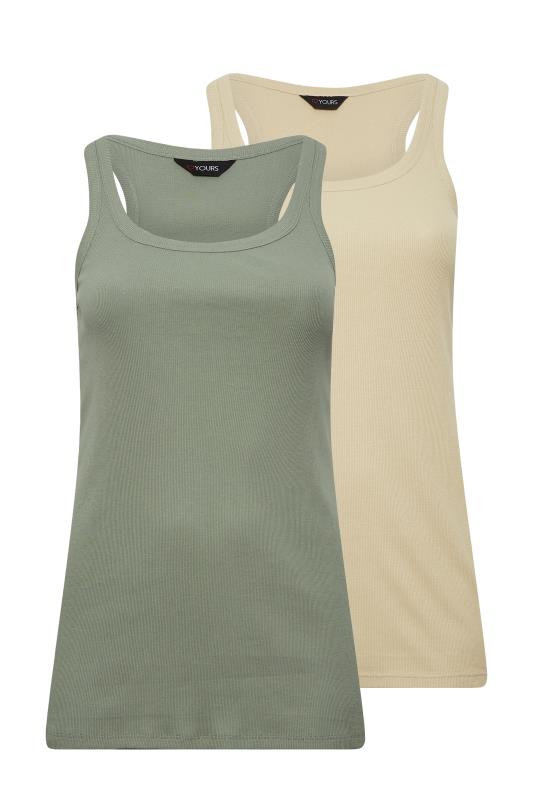 YOURS Plus Size 2 PACK Green & Brown Racer Vest Tops | Yours Clothing  7