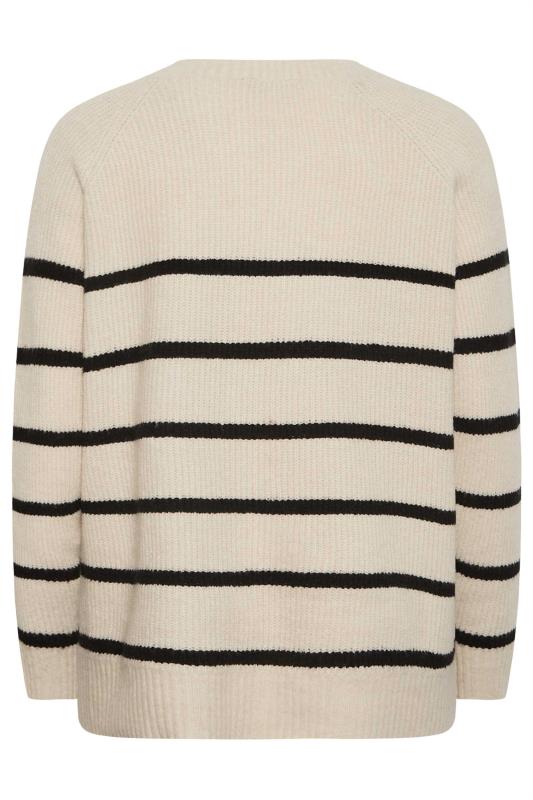 YOURS Plus Size Cream Stripe Button Detail Knitted Jumper | Yours Clothing 8