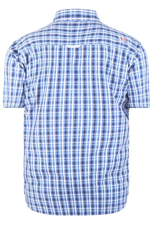 D555 Big & Tall Blue Check Short Sleeve Shirt 3