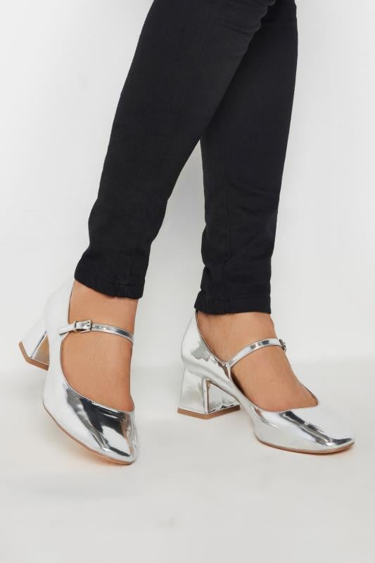  LTS Silver Patent Mary Jane Heels In Standard Fit