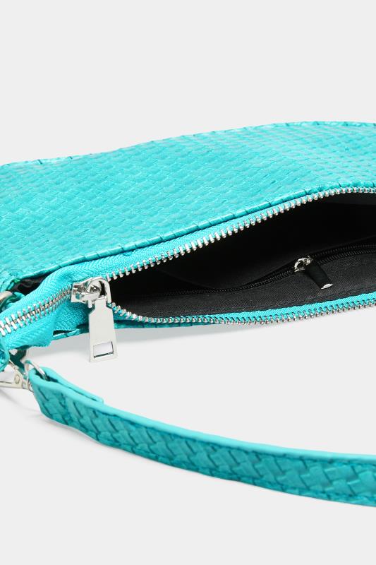 Turquoise Blue Woven Shoulder Bag 6