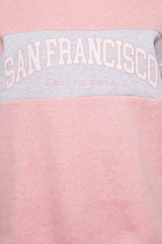 Plus Size Pink 'San Francisco' Slogan Varsity Sweatshirt | Yours Clothing 5