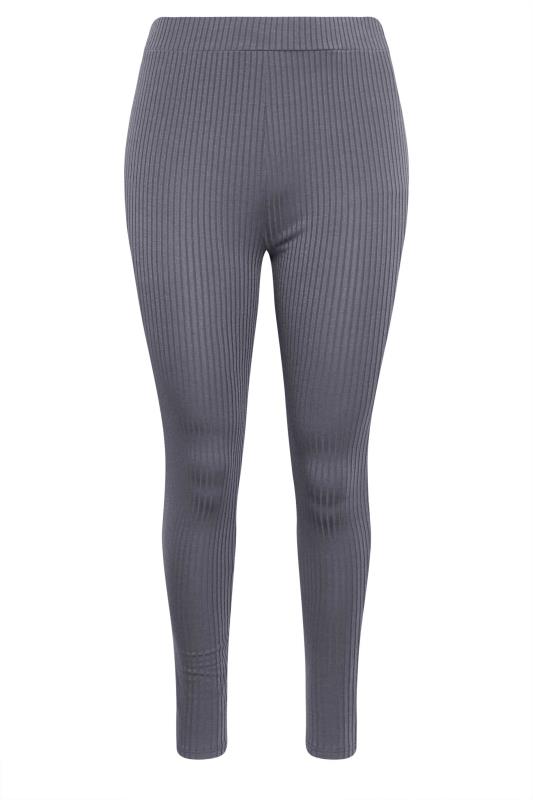 YOURS Plus Size Charcoal Grey Ribbed Leggings | Yours Clothing 5