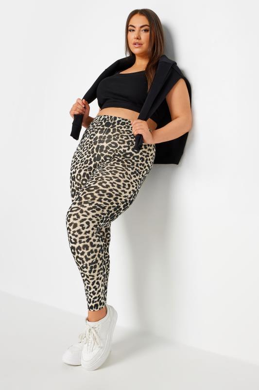 YOURS Plus Size Brown Leopard Print Leggings | Yours Clothing 1