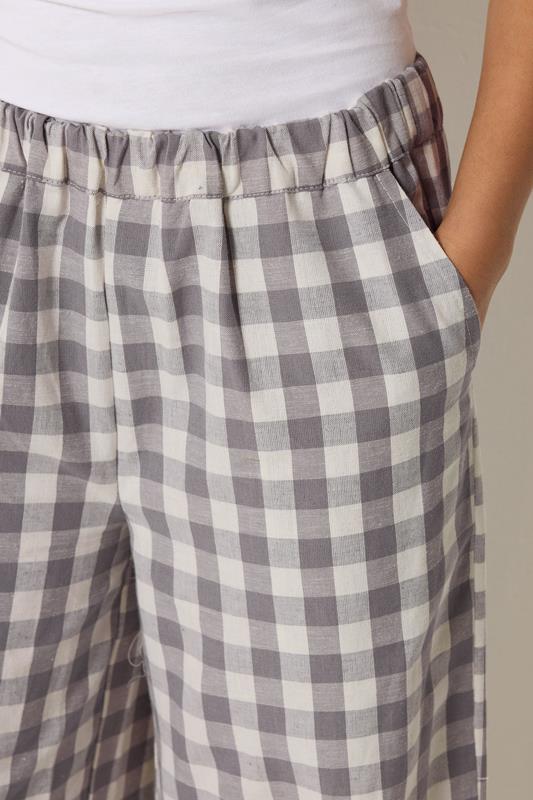 PixieGirl Petite Women's Grey Gingham Wide Leg Trousers | PixieGirl 4
