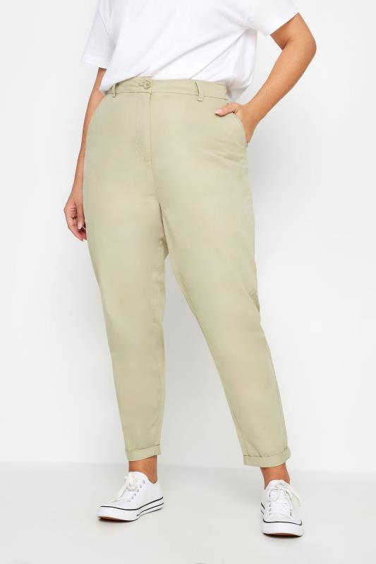 YOURS Plus Size Beige Brown Straight Leg Chino Trousers | Yours Clothing  1
