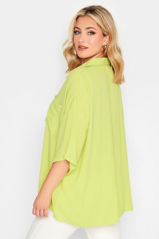 YOURS Plus Size Lime Green Crinkle Shirt | Yours Clothing 3