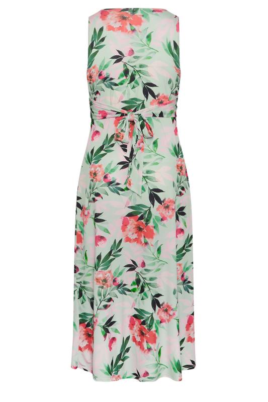 YOURS LONDON Plus Size Green Floral Print Knot Front Maxi Dress | Yours Clothing 7