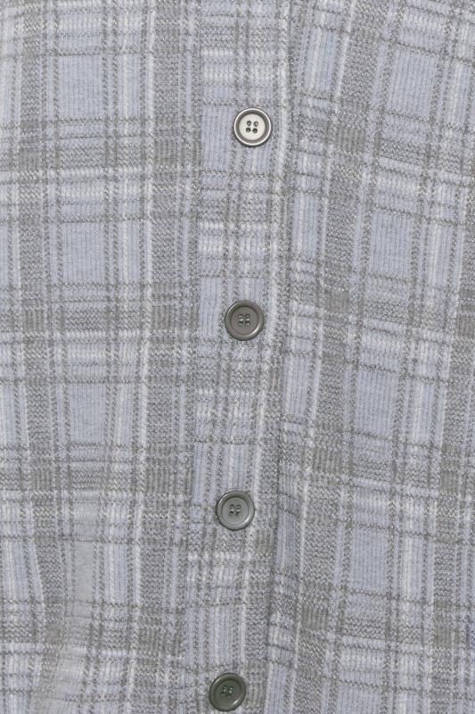 Curve Plus Size Blue & Grey Check Button Soft Touch Cardigan | Yours Clothing  6