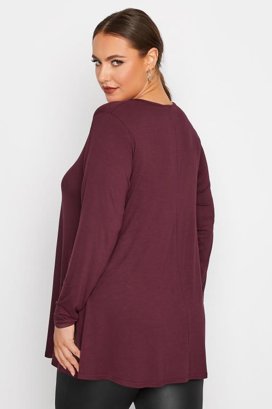LIMITED COLLECTION Plus Size Plum Purple Keyhole Tie Long Sleeve Top | Yours Clothing  4
