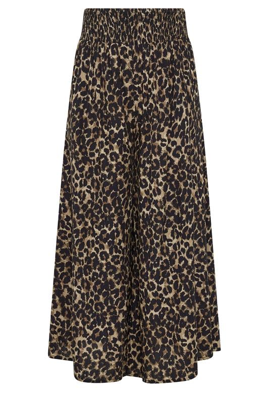 YOURS Plus Size Chocolate Brown Leopard Wide Leg Trousers | Yours Clothing 5