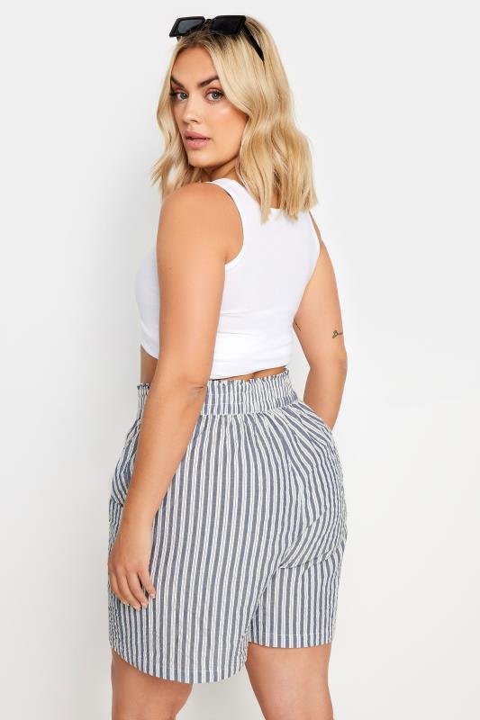 LIMITED COLLECTION Plus Size Blue Striped Shorts | Yours Clothing 4