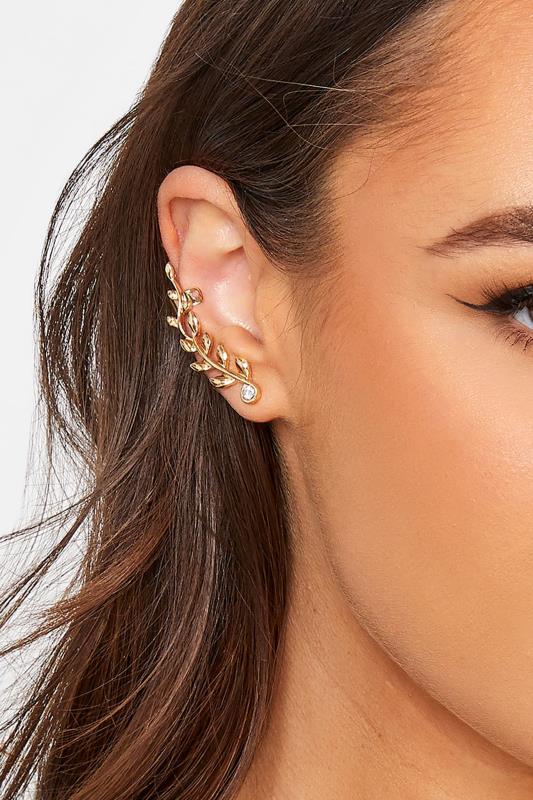 Gold Tone Leaf Cuff Earring | Yours Clothing 1