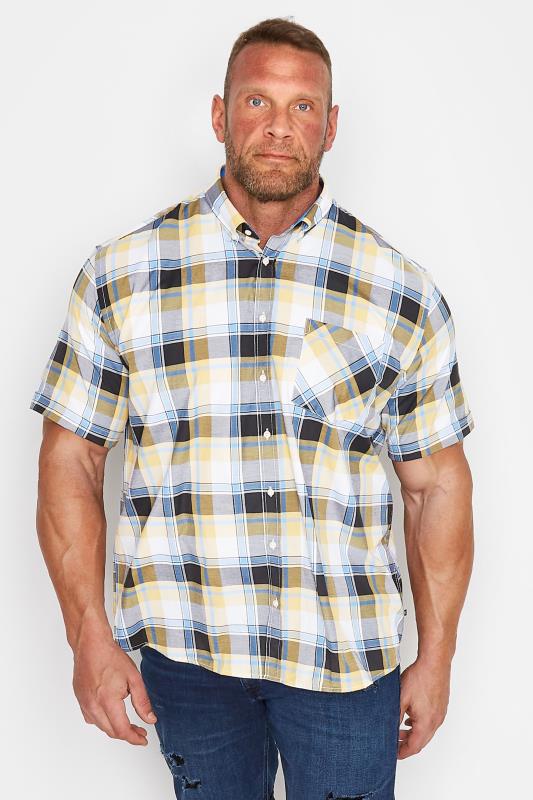 Men's  KAM Big & Tall Yellow Large Check Print Shirt