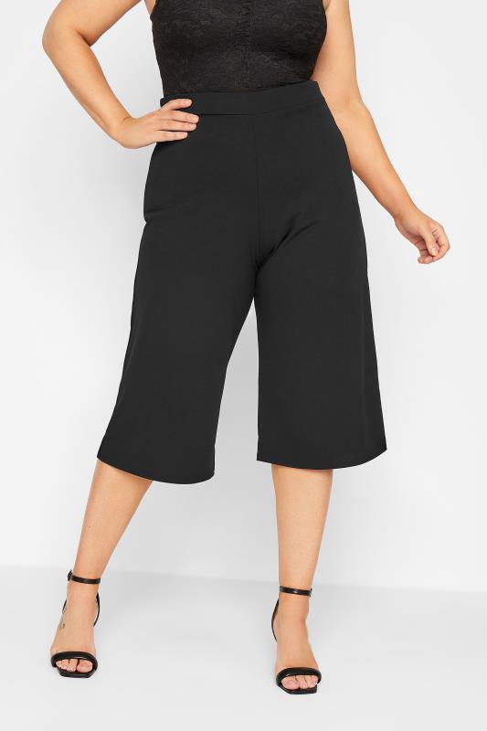 YOURS LONDON Plus Size Black Formal Wide Leg Culottes | Yours Clothing