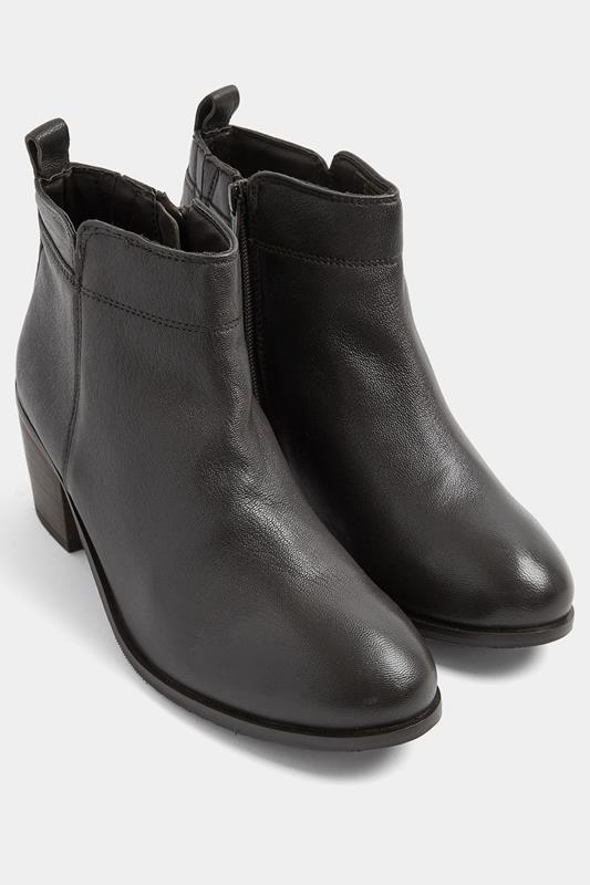  Brown Leather Heeled Ankle Boots In Wide E Fit