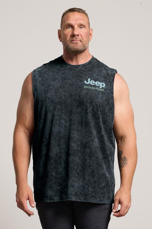 BadRhino Big & Tall Black Acid Wash 'Jeep' Graphic Vest | BadRhino 1