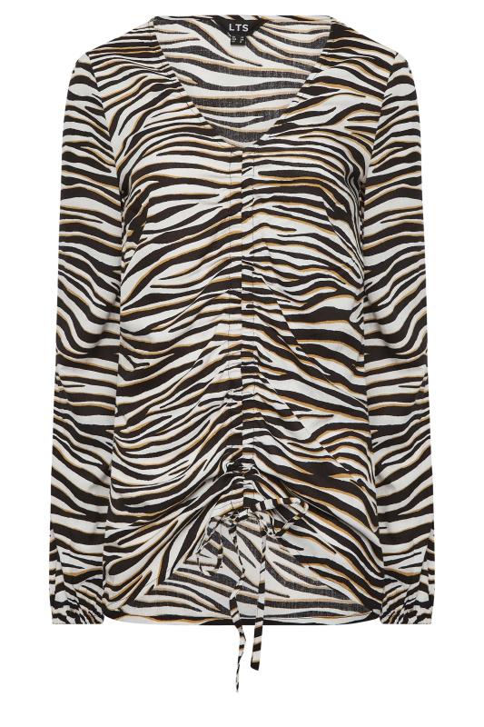 LTS Tall Black Zebra Print Ruched Top | Long Tall Sally  7