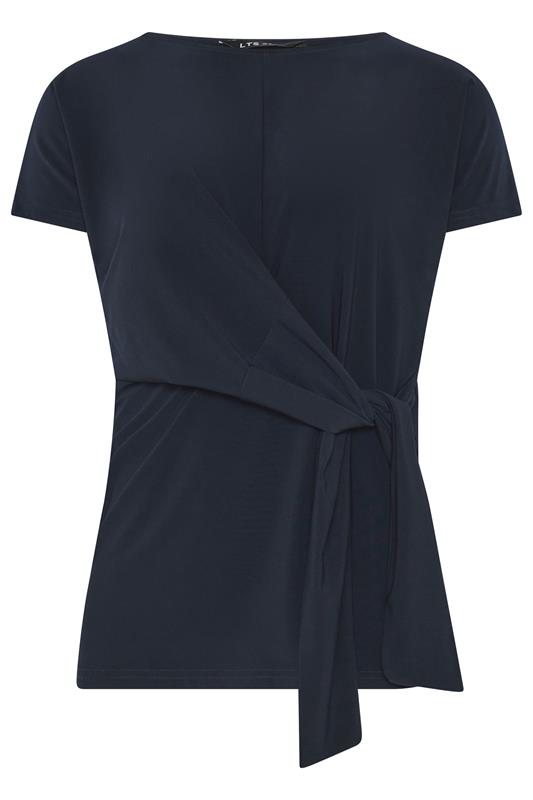 LTS Tall Women's Navy Blue Tie Detail Top | Long Tall Sally 5