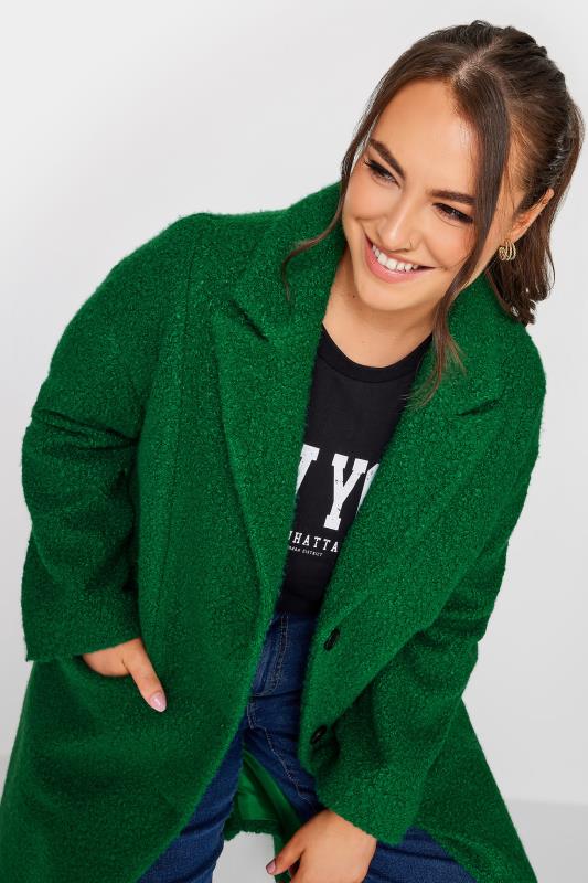 YOURS Plus Size Green Boucle Coat | Yours Clothing 4