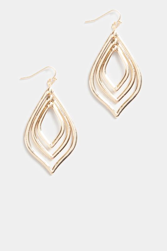 Gold Tone Tear Drop Earrings | Yours Clothing 2