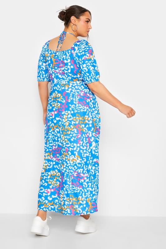 LIMITED COLLECTION Plus Size Blue Animal Print Tie Front Maxi Dress | Yours Clothing 4