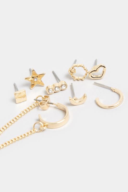 8 PACK Gold Tone Celestial Earring Set | Yours Clothing 4