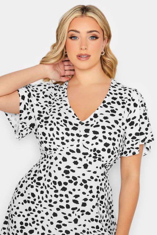 YOURS PETITE Plus Size White Dalmatian Print Midi Tea Dress | Yours Clothing 4