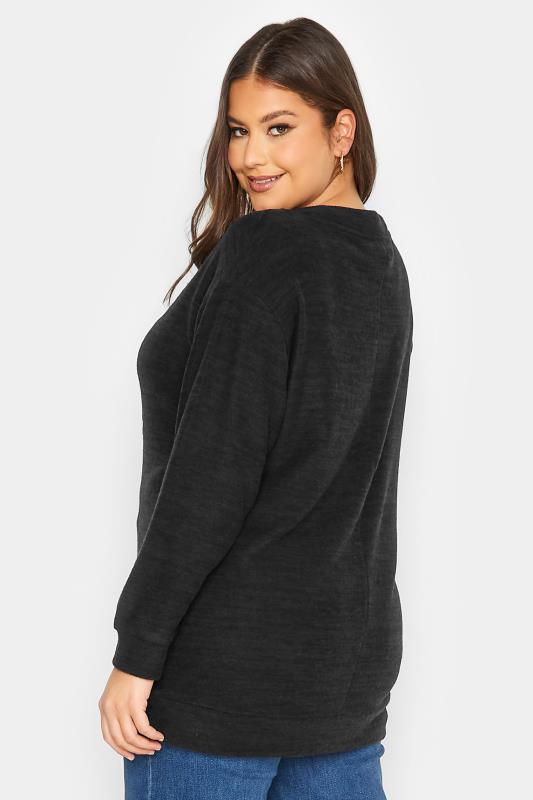 YOURS Plus Size Black Soft Touch Drawstring Sweatshirt | Yours Clothing 3