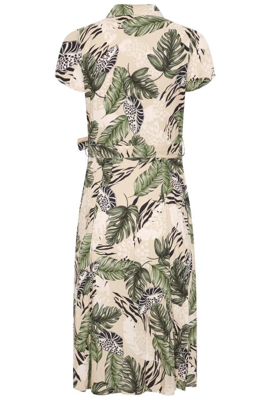 Petite Green Tropical Belted Shirt Dress 8