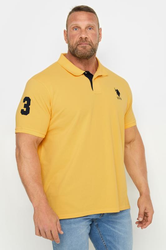  Grande Taille U.S. POLO ASSN. Big & Tall Yellow Player 3 Pique Polo Shirt
