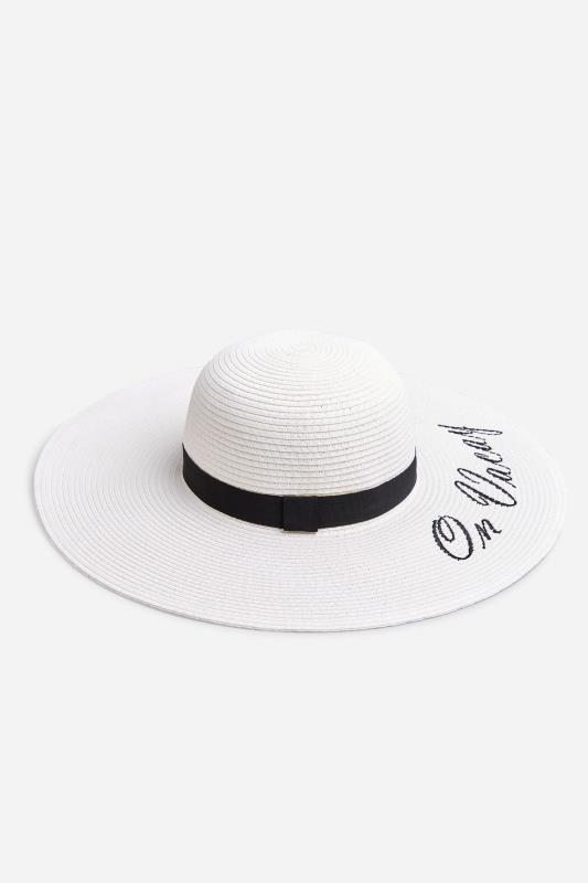 Plus Size  White Straw "On Vacay" Wide Brim Hat