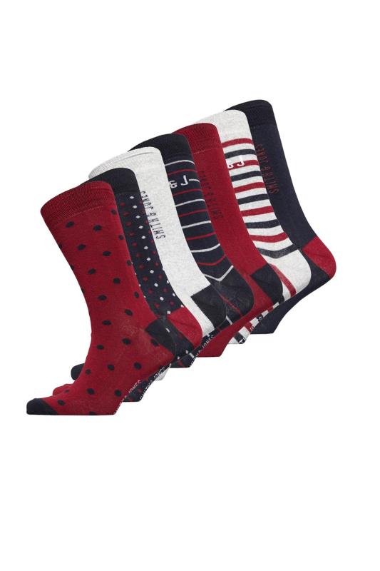 Men's  SMITH & JONES Red Coshil Socks 7 Pack