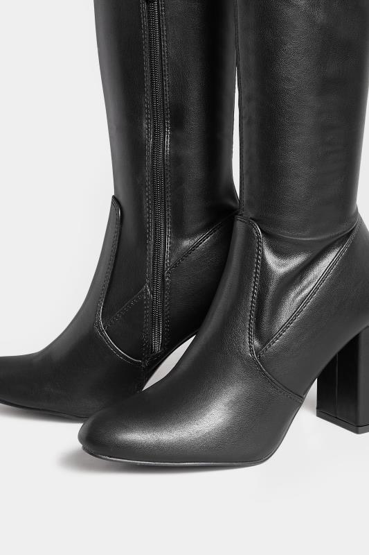 PixieGirl Petite Black Over The Knee Heeled Boots In Standard D Fit | PixieGirl 5