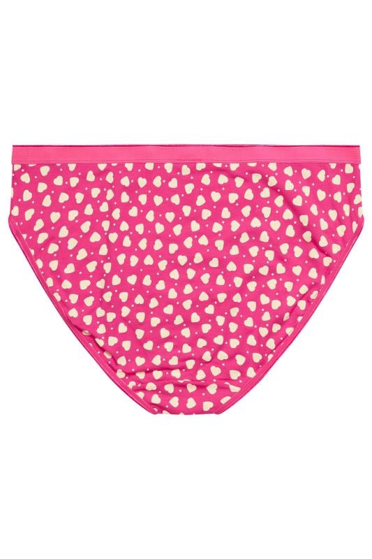 YOURS Plus Size 5 PACK Pink Heart Print Full Briefs | Yours Clothing  6