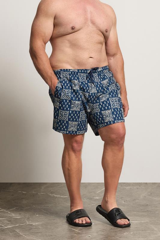  JACK & JONES Short de bain bleu marine à imprimé Big & Tall