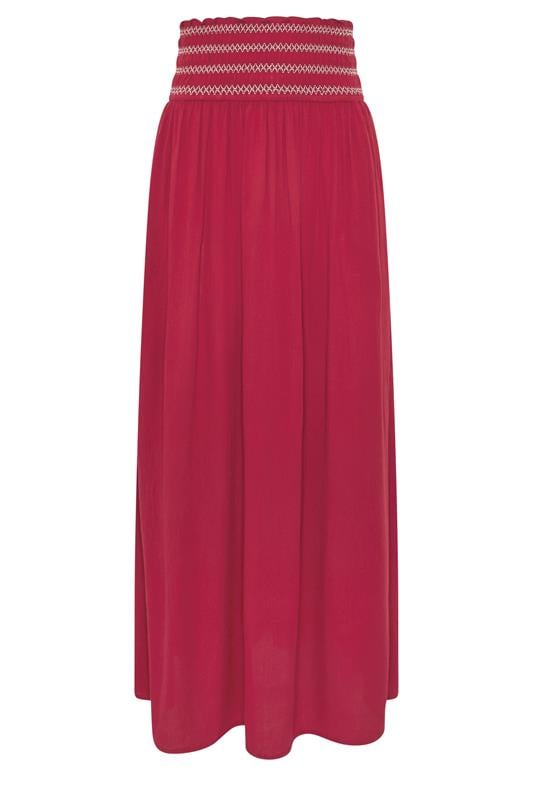 LTS Tall Women's Berry Red Embroidered Waist Maxi Skirt | Long Tall Sally 5