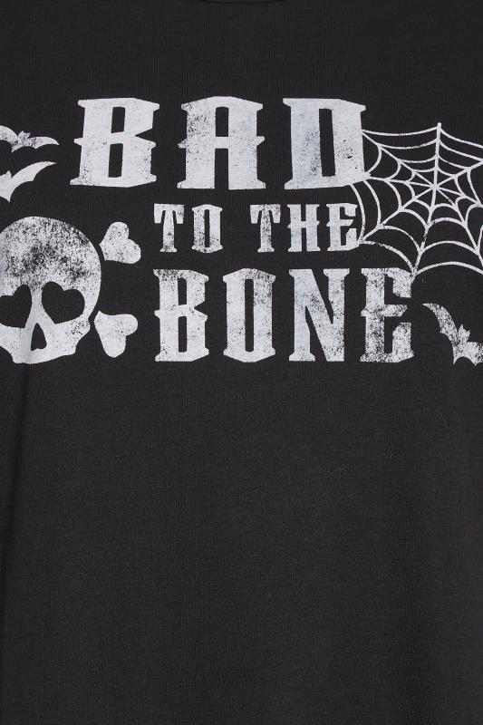 YOURS Plus Size Black Halloween 'Bad To The Bone' Slogan T-Shirt | Yours Clothing 5