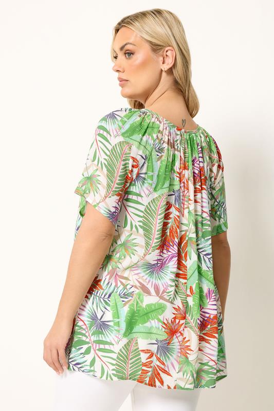 YOURS Plus Size White Tropical Pintuck Blouse | Yours Clothing 2