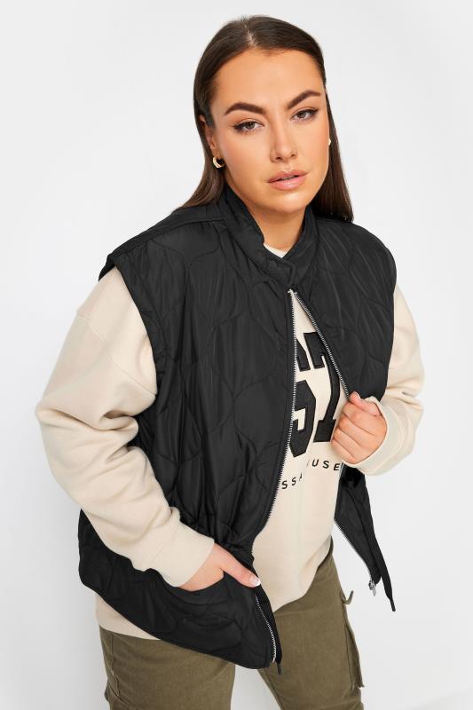 YOURS Plus Size Black Cropped Boxy Gilet | Yours Clothing 2