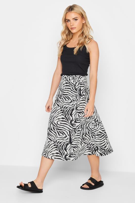 PixieGirl Black Zebra Print Belted Midi Skirt | PixeGirl 2