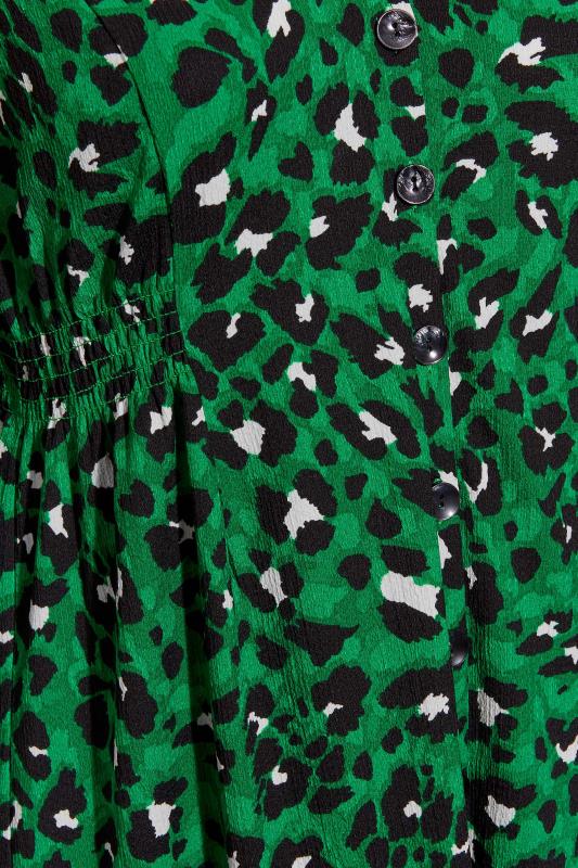 YOURS LONDON Plus Size Green Animal Print Crinkle Shirt Dress | Yours Clothing 5