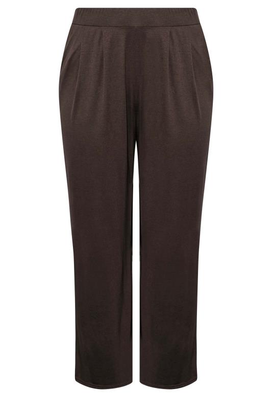 LIMITED COLLECTION Curve Chocolate Brown Pleat Wide Leg Trousers 4