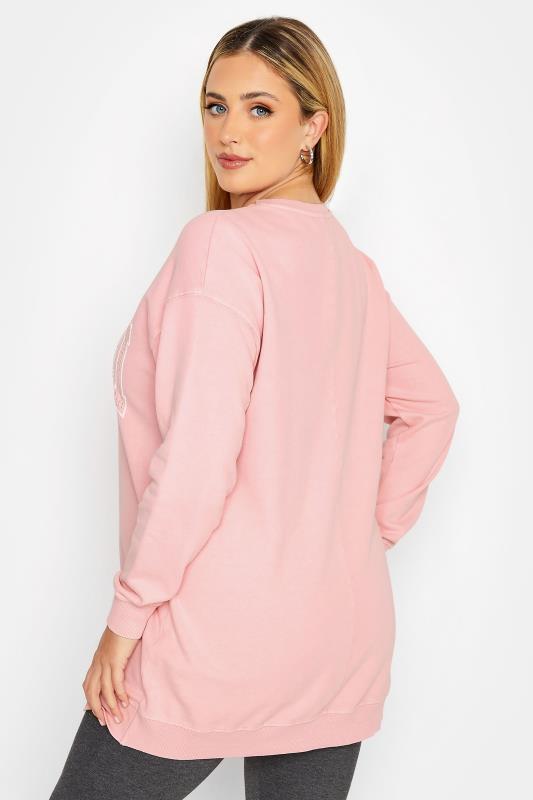 YOURS LUXURY Plus Size Pink Acid Wash 'Miami' Stud Embellished Sweatshirt | Yours Clothing 4