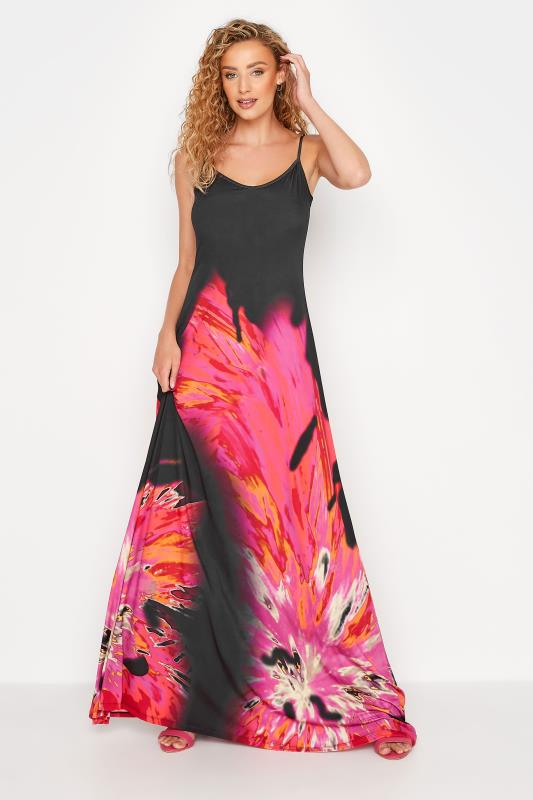 LTS Tall Black & Pink Floral Print Maxi Dress 1