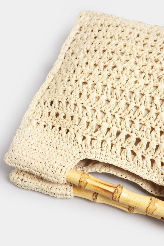 Natural Brown Crochet Bamboo Bag | Yours Clothing 4